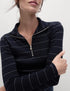 Marks & Spencer "Cotton Rich Striped Ribbed Half Zip Top"